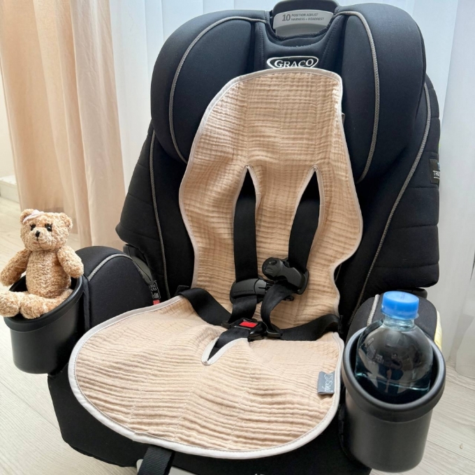 Inserție pentru scaun auto sau cărucior din muselină, cappuccino (4)